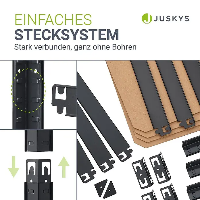 Juskys Schwerlastregal - H x B x T: 160 x 80 x 40 cm, Traglast pro Boden: 80 kg, Anzahl Böden: 8 Stk., Grau