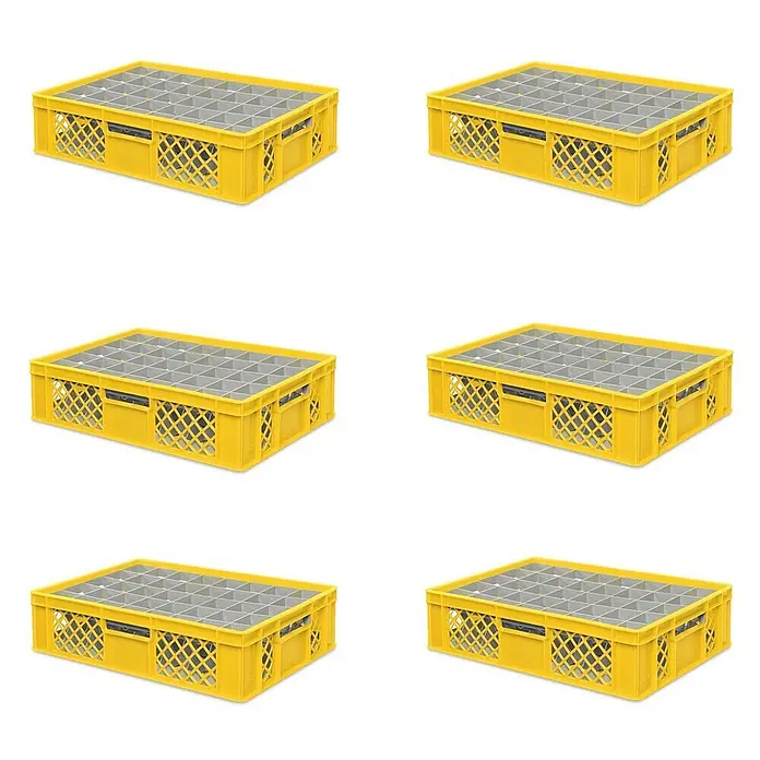 BRB Euroboxen-Set - L x B x H: 60 x 40 x 15 cm, Kunststoff, gelb
