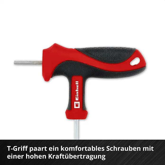 Einhell Werkzeugsatz-Einlage E-Case T-Griff - 9 -tlg. - Rot-schwarzer Einhell T-Griff Inbusschlüssel für komfortables Schrauben und hohe Kraftübertragung.