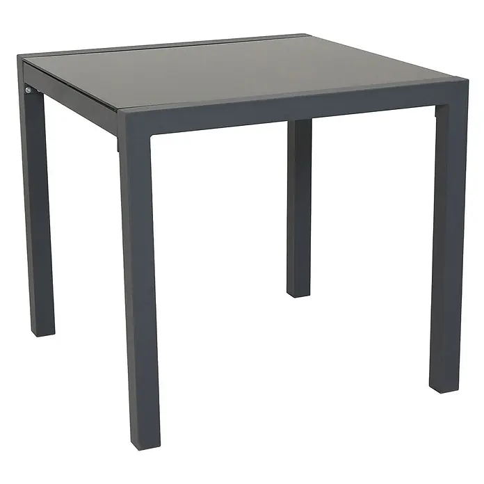 SVITA Gartentisch - L x B x H: 80 x 80 x 75 cm, Pulverbeschichtetes Aluminium, gehärtetes Sicherheitsglas, 5mm, Quadratisch, Grau