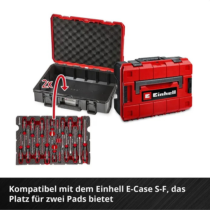 Einhell Werkzeugsatz-Einlage E-Case Schraubendreher - 17 -tlg. - Schraubendreher-Set mit Schaumstoffeinlage und passendem rot-schwarzem Einhell E-Case S-F. Das Gehäuse fasst zwei solcher Einlagen.