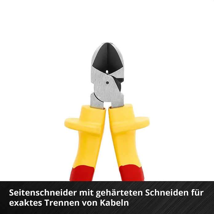 Einhell Werkzeugsatz-Einlage E-Case VDE Set - 9 -tlg. - Seitenschneider mit gelb-roten Griffen und gehärteten Schneiden zum präzisen Trennen von Kabeln.