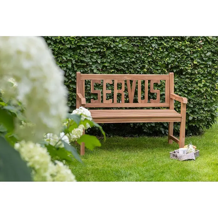 Bene Living Gartenbank SERVUS - B x T x H: 120 x 60 x 94 cm, Teakholz, Natur