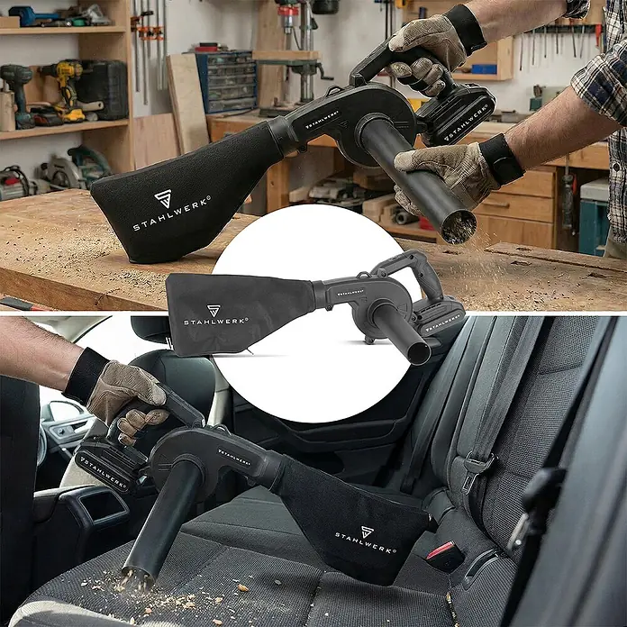 STAHLWERK Akku-Laubbläser mit Saugfunktion 20 Volt 98 m/s 0 – 18000 U/min - 20 V, 1 Akku, 2 Ah, Blasgeschwindigkeit: 350 km/h, Blasleistung: 3,2 m³/min