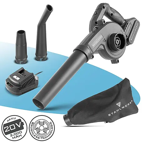STAHLWERK  Akku-Laubbläser mit Saugfunktion 20 Volt 98 m/s 0 – 18000 U/min