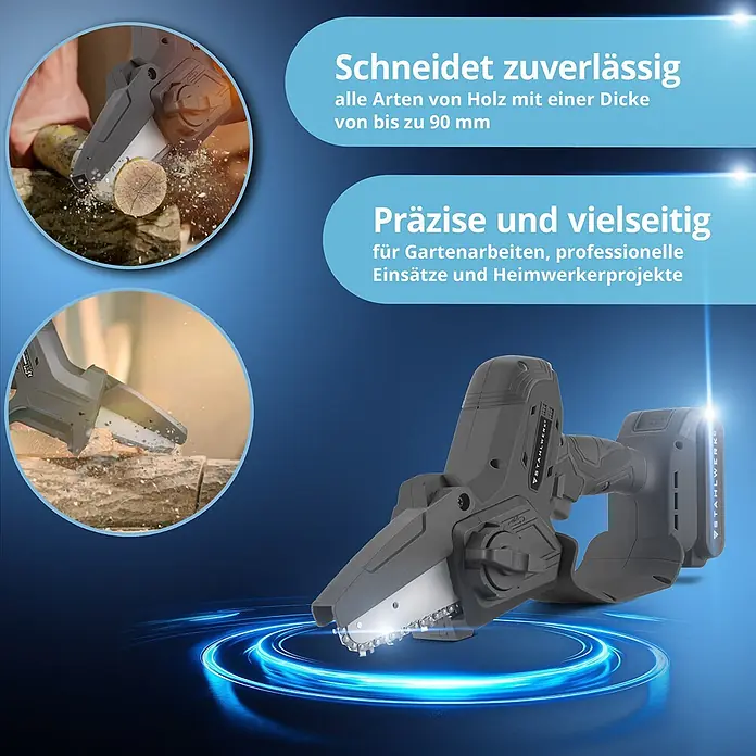 STAHLWERK Akku-Kettensäge MAK-20 Brushless - 20 V, 2 Ah, Li-Ionen, 1 Akku, Schwertlänge: 15,2 cm