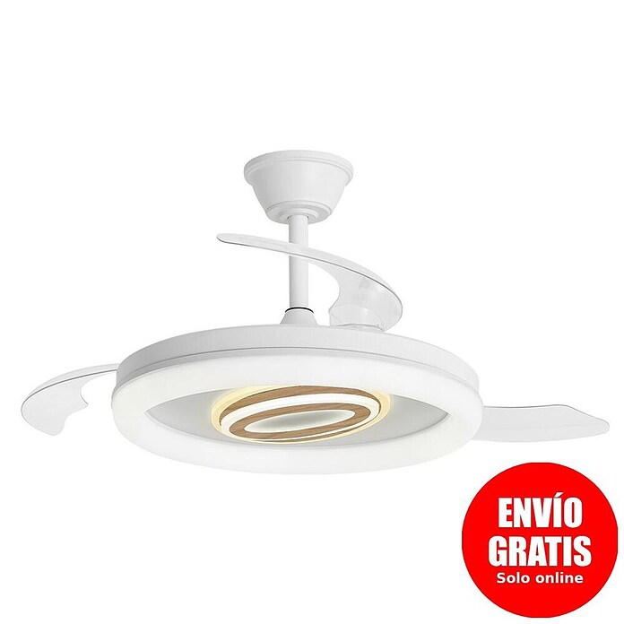 Alemar Ventilador de techo Bribon (Blanco/Madera, 48 cm - 106 mm, 30 W - 68 W, Blanco frío) | BAUHAUS