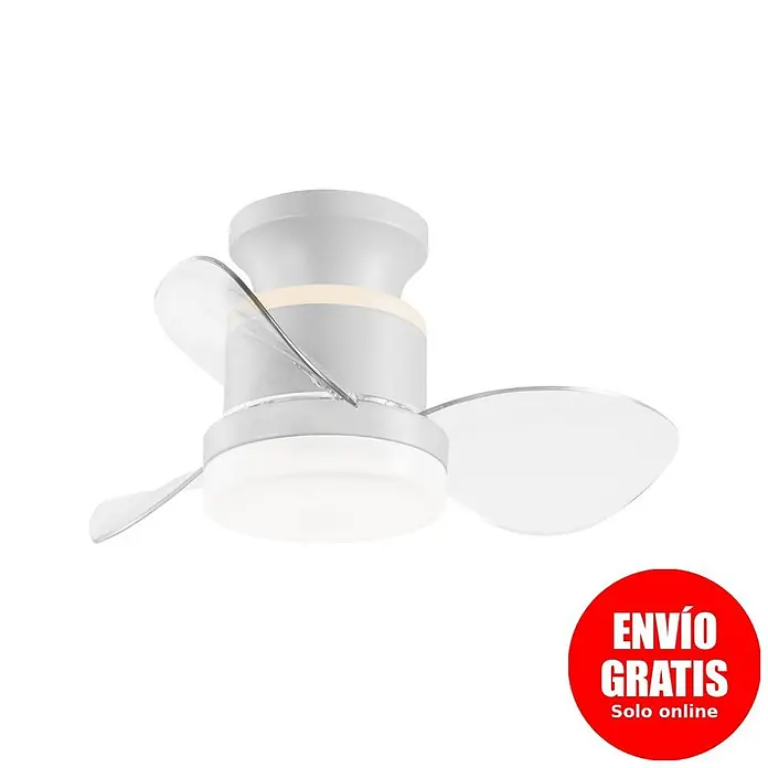 Alemar Ventilador de techo Salento - Blanco, 50 mm, 30 W - Ventilador de techo blanco con luz LED integrada y aspas transparentes.