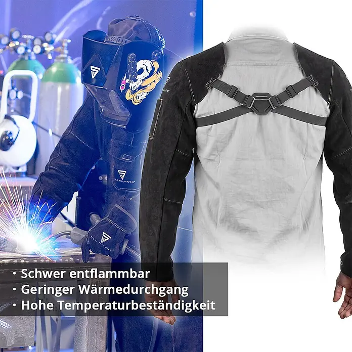 STAHLWERK Schweißerhandschuhe Schweißerärmel mit Trageriemen - Universal, Schwarz, Sonstiges