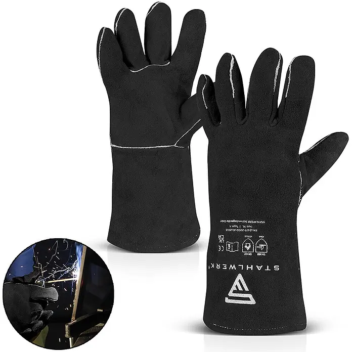 STAHLWERK Schweißerhandschuhe Schweißerschutzhandschuhe - Universal, Schwarz, Sonstiges