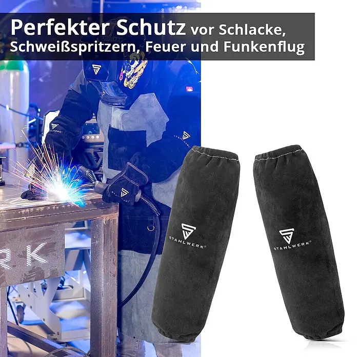 STAHLWERK Schweißerhandschuhe Schweißerärmel mit elastischem Bund - Universal, Schwarz, Sonstiges