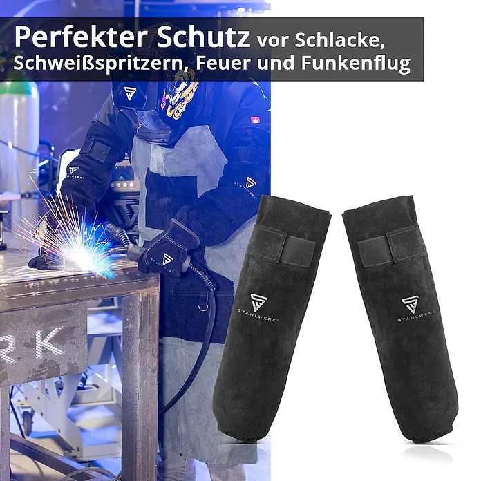 STAHLWERK Schweißerhandschuhe Schweißerärmel mit Klettverschluss - Universal, Schwarz, Sonstiges