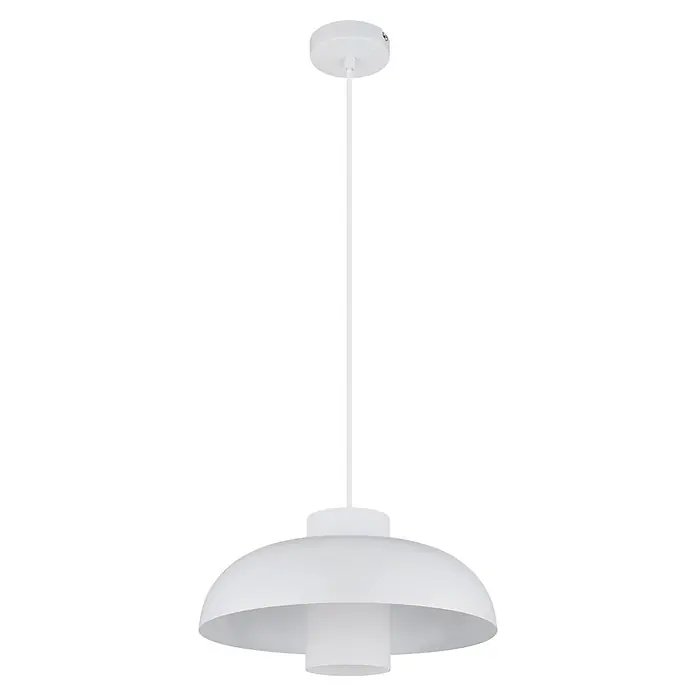 Globo Pendelleuchte Lowe - Ø x H: 38 x 120 cm, E27 - Weiße Deckenpendelleuchte mit kuppelförmigem Schirm, für die Beleuchtung von oben konzipiert.