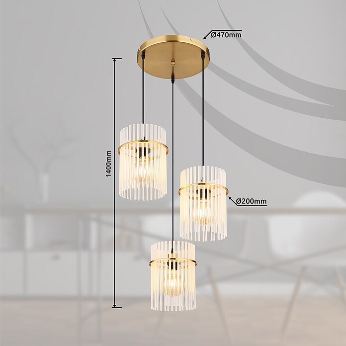 Globo Pendelleuchte Gorley (180 W, Farblos, E27, Ø x H: 470 x 1 400 mm) | BAUHAUS