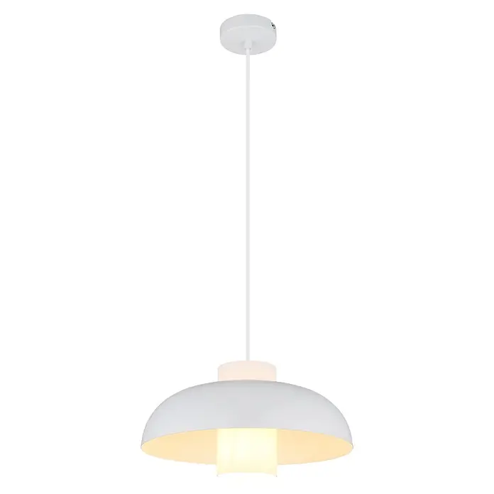 Globo Pendelleuchte Lowe - Ø x H: 38 x 120 cm, E27 - Weiße Hängelampe aus Metall mit warmem Lichtschein.