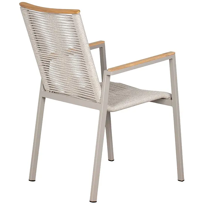 Bene Living Gartenstuhl-Set Alicante - 2 Stk., Aluminium mit Teakarmlehnen, Stapelbar, Beige, B x T x H: 57 x 60 x 90 cm