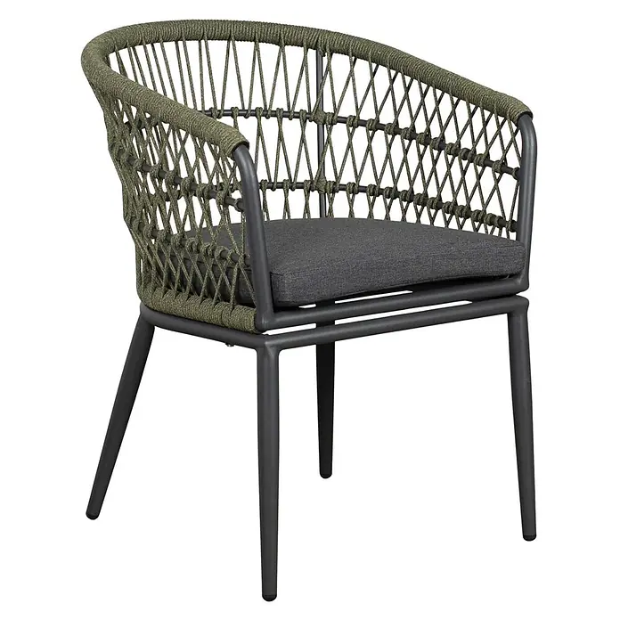 Bene Living Gartenstuhl-Set Genua - 2 Stk., Aluminium mit Rope-Geflecht, grün, B x T x H: 63 x 58 x 78 cm
