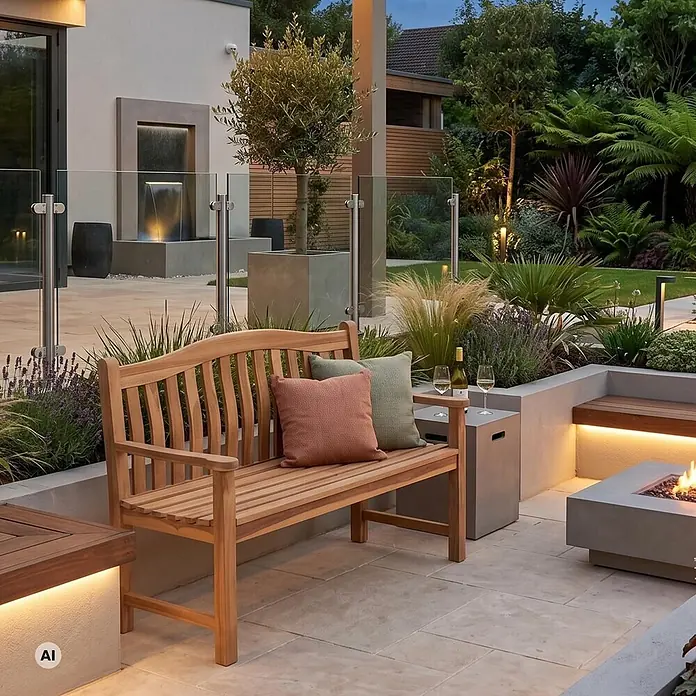 Bene Living Gartenbank Korfu - B x T x H: 120 x 60 x 94 cm, Teakholz, Natur