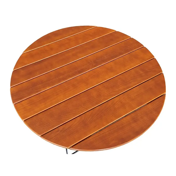 CHEFGASTRO Biergartentisch BERGTAL Made in Germany HxBxT 74x90x90cm Ø90cm klappbar wetterfest & UV-beständig Eschenholz Schwarz/Braun 3 Personen -  - Runde Tischplatte aus Holzlamellen in warmem Braunton.