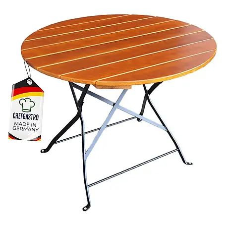 CHEFGASTRO Biergartentisch BERGTAL Made in Germany HxBxT 74x90x90cm Ø90cm klappbar wetterfest & UV-beständig Eschenholz Schwarz/Braun 3 Personen