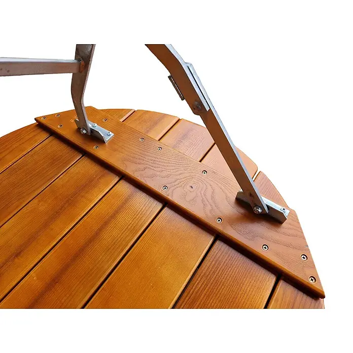 CHEFGASTRO Biergartentisch BERGTAL Made in Germany HxBxT 74x80x80cm Ø80cm klappbar wetterfest & UV-beständig Eschenholz Silber/Braun  2 Personen -  - Braune, lamellierte Holzplatte (Tisch/Sitzfläche) mit angeschraubten Metallstützen.