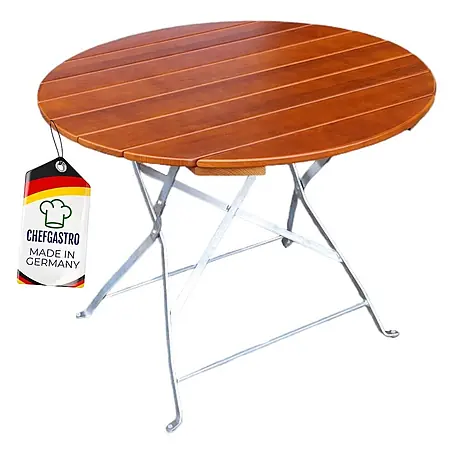 CHEFGASTRO Biergartentisch BERGTAL Made in Germany HxBxT 74x90x90cm Ø90cm klappbar wetterfest & UV-beständig Eschenholz Schwarz/Braun  3 Personen