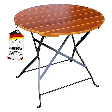 CHEFGASTRO Biergartentisch BERGTAL Made in Germany HxBxT 74x80x80cm Ø80cm klappbar wetterfest & UV-beständig Eschenholz Schwarz/Braun 2 Personen