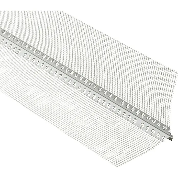 Probau WDVS-Tropfkantenprofil - 2 m x 11 cm x 10,5 cm - Bild eines Putzprofils mit Gewebe, verwendet für saubere Kanten und Ecken bei Putzarbeiten, dargestellt vor hellem Hintergrund.