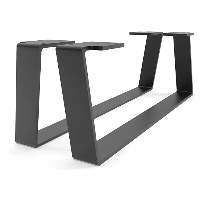 HEVVA Möbelfuß-Set MAILAND - L x B x H: 45 x 4 x 15 cm, Metall, 2 Stk. - Zwei dunkelgraue U-förmige Metall-Tischbeine mit Montageplatten.