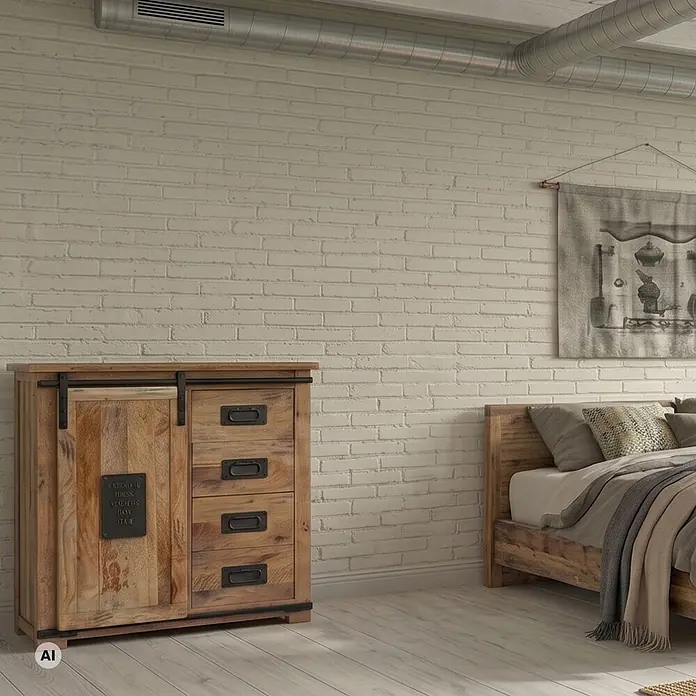 Bene Living Kommode Florenz - L x B x H: 45 x 90 x 100 cm, Braun, Anzahl Schubladen: 4 Stk.