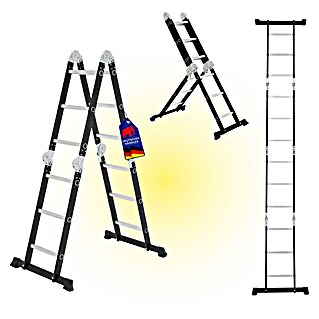 PROREGAL Sprossen-Mehrzweckleiter MULTISTEP 3-teilig Aluminiumleiter 4x3 Sprossen Schwarz bis zu 3,13 m Höhe Traglast 150kg Treppenleiter, Stehleiter & Anlegeleiter