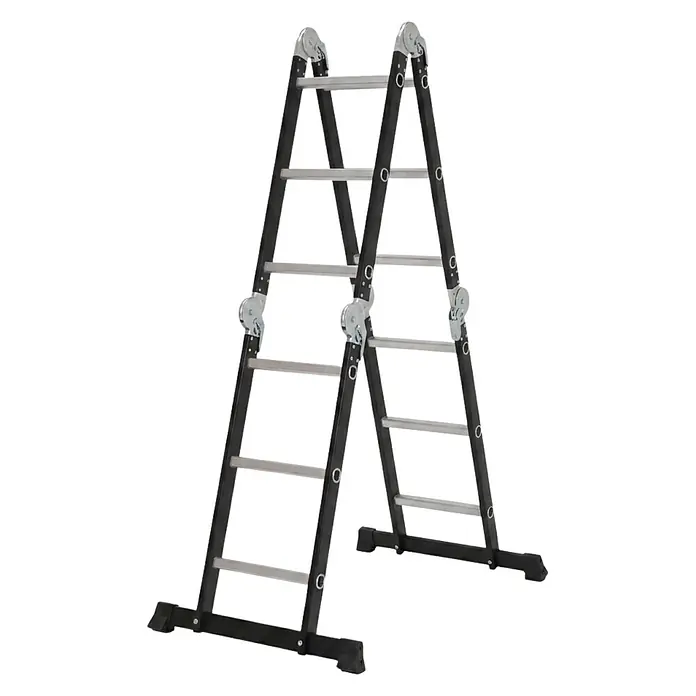 Proregal Mehrzweckleiter Sprossen-Mehrzweckleiter MULTISTEP 3-teilig Aluminiumleiter 4x3 Sprossen - Anzahl Tritte: 12 Stk., Arbeitshöhe: 313 m, Belastbarkeit: 150 kg, Aluminium