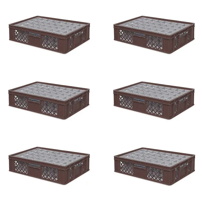 BRB Euroboxen-Set - L x B x H: 60 x 40 x 15 cm, Kunststoff, braun