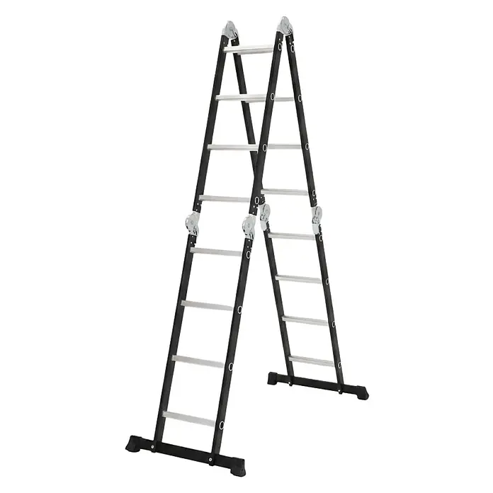 Proregal Mehrzweckleiter Sprossen-Mehrzweckleiter MULTISTEP 3-teilig Aluminiumleiter 4x4 Sprossen - Anzahl Tritte: 16 Stk., Arbeitshöhe: 415 m, Belastbarkeit: 150 kg, Aluminium