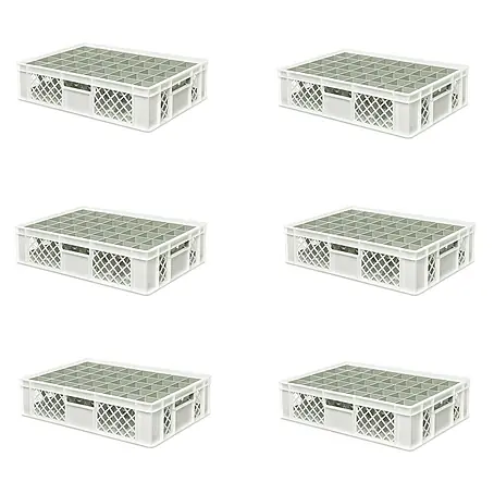BRB 6x Gläserkiste 600x400 mm 40 Gläser bis 122 mm Höhe/Durchmesser 67 mm, weiß