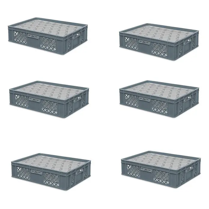 BRB Euroboxen-Set - L x B x H: 60 x 40 x 15 cm, Kunststoff, grau