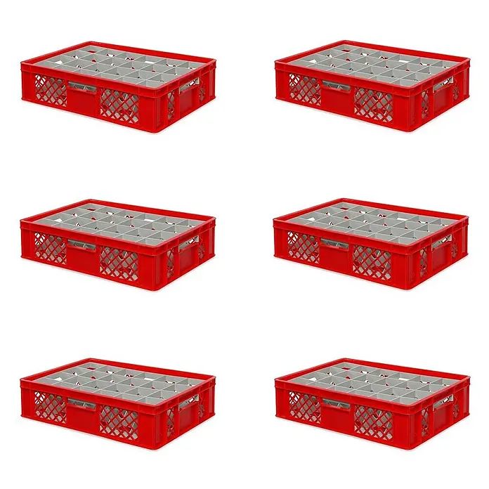 BRB Euroboxen-Set - L x B x H: 60 x 40 x 15 cm, Kunststoff, rot