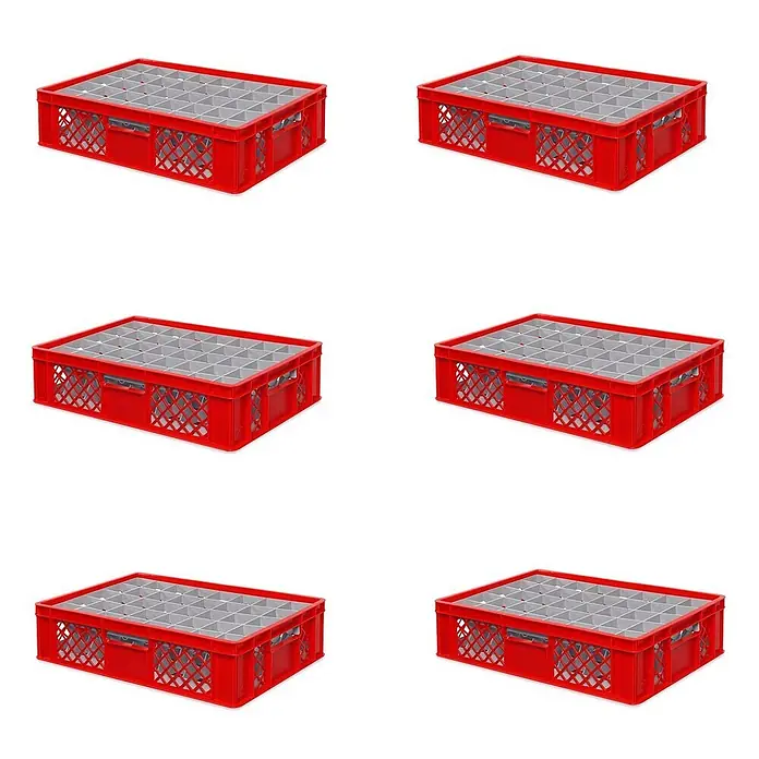 BRB Euroboxen-Set - L x B x H: 60 x 40 x 15 cm, Kunststoff, rot