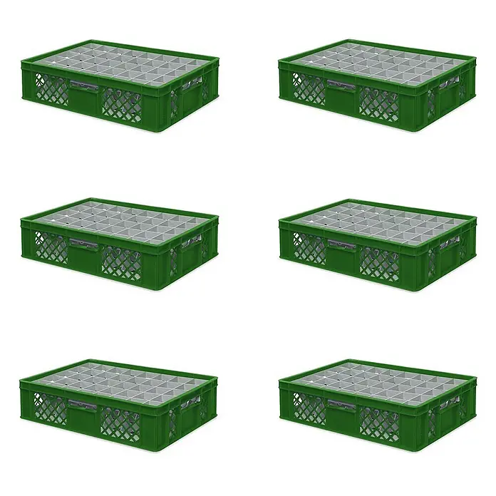 BRB Euroboxen-Set - L x B x H: 60 x 40 x 15 cm, Kunststoff, grün