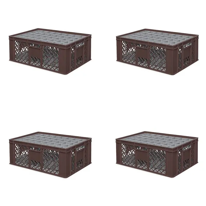BRB Euroboxen-Set - L x B x H: 60 x 40 x 24 cm, Kunststoff, braun