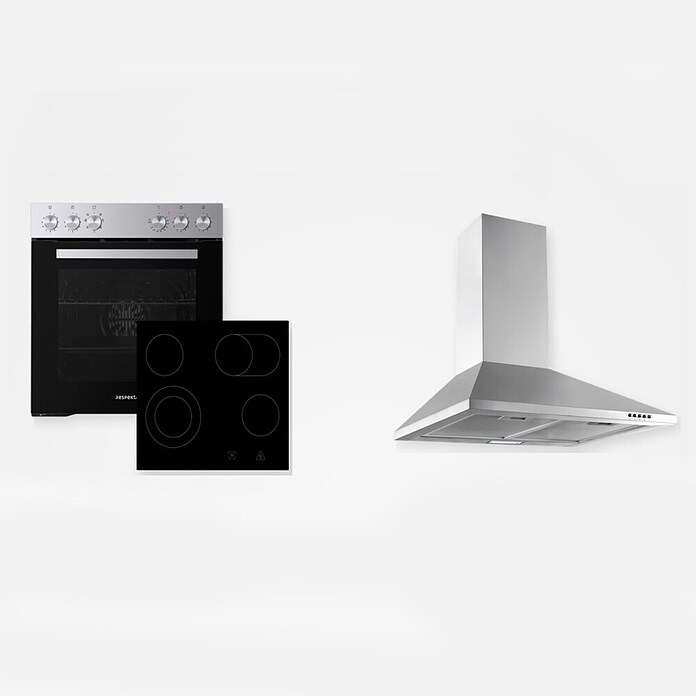 Respekta Premium Küchenzeile (Breite: 210 cm, Mit Elektrogeräten, Lärche Weiß-Nachbildung)