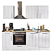 Respekta Premium Küchenzeile (Breite: 220 cm, Mit Elektrogeräten, Lärche Weiß-Nachbildung)