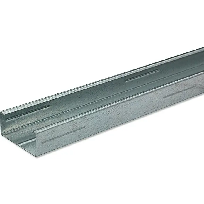Knauf CD-Deckenprofil - Länge: 2.600 mm, Stahl - Detailansicht eines verzinkten Trockenbauprofils. Das Metallprofil dient als Ständerwerk für Wände und Decken im Innenausbau.