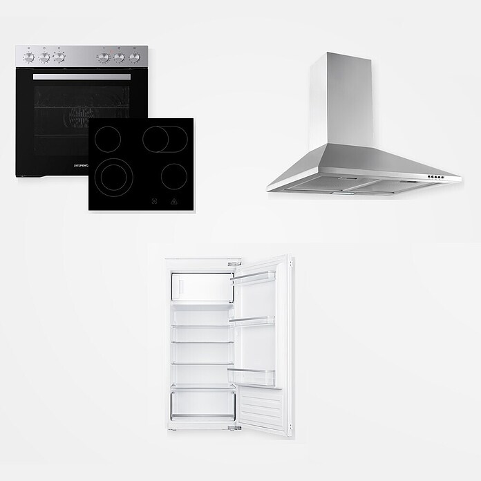 Respekta Premium Küchenzeile (Breite: 300 cm, Mit Elektrogeräten, Lärche Weiß-Nachbildung)