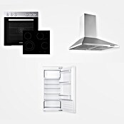 Respekta Premium Küchenzeile (Breite: 300 cm, Mit Elektrogeräten, Lärche Weiß-Nachbildung)
