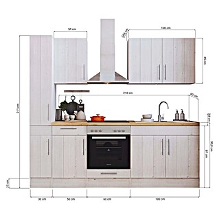 Respekta Premium Küchenzeile Anton (Breite: 240 cm, Weiß, Mit Elektrogeräten)
