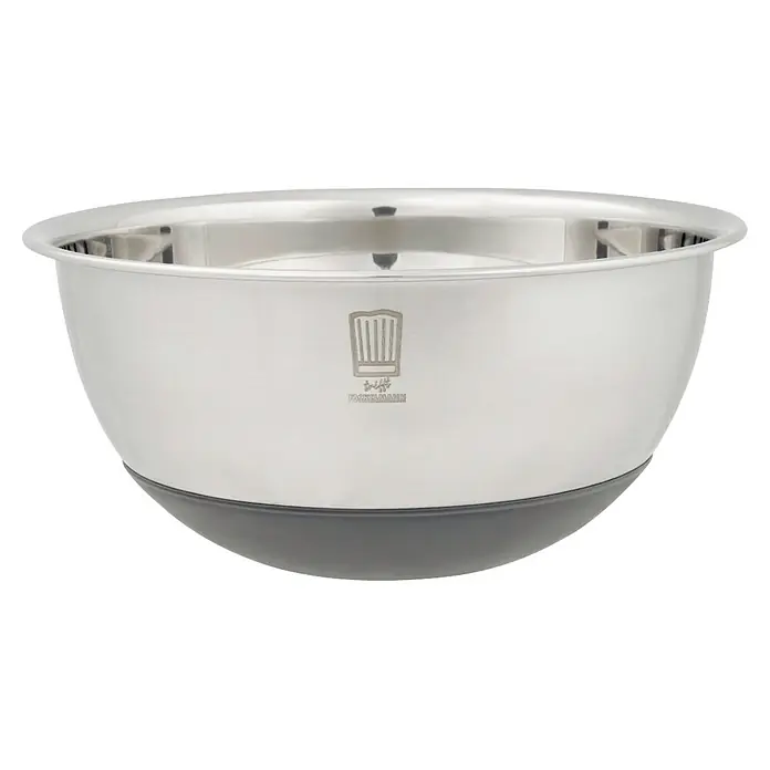 Fackelmann Schüssel - 1,25 l, Edelstahl, Silber - Rührschüssel aus Edelstahl mit dunkelgrauem Anti-Rutsch-Boden.