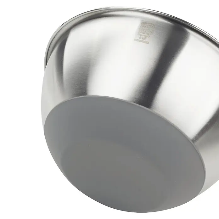 Fackelmann Schüssel - 2,5 l, Edelstahl, Silber - Edelstahl-Rührschüssel mit grauem Anti-Rutsch-Boden.