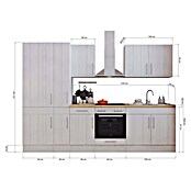 Respekta Premium Küchenzeile (Breite: 300 cm, Mit Elektrogeräten, Lärche Weiß-Nachbildung)