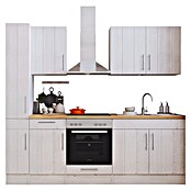 Respekta Premium Küchenzeile (Breite: 240 cm, Mit Elektrogeräten, Lärche Weiß-Nachbildung)